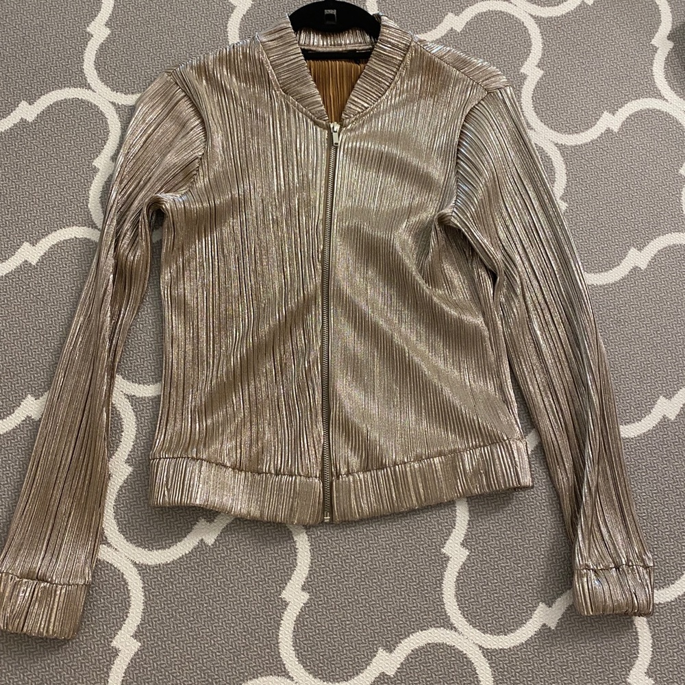 Gold forever21 bomber jacket